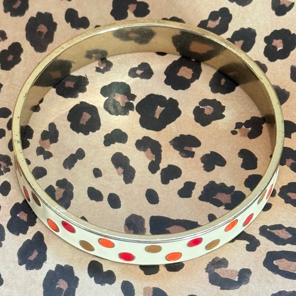 VINTAGE Bracelet Metal Bangle Polka Dot Gold Round (8) - Picture 2 of 6